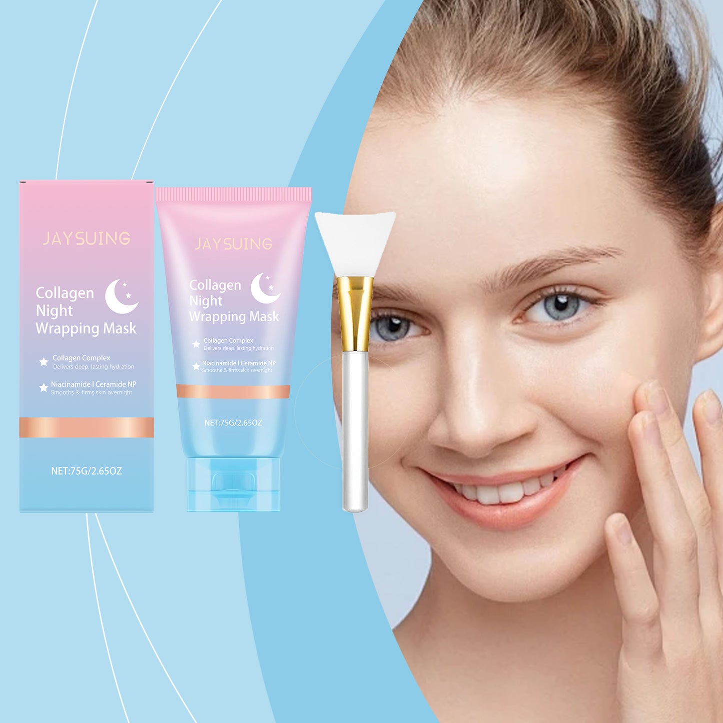 Jaysuing Collagen Night Peel-Off Mask, Cleanses Keratin, Moisturizes, Controls Oil And Nourishes The Skin. Peel-Off Mask