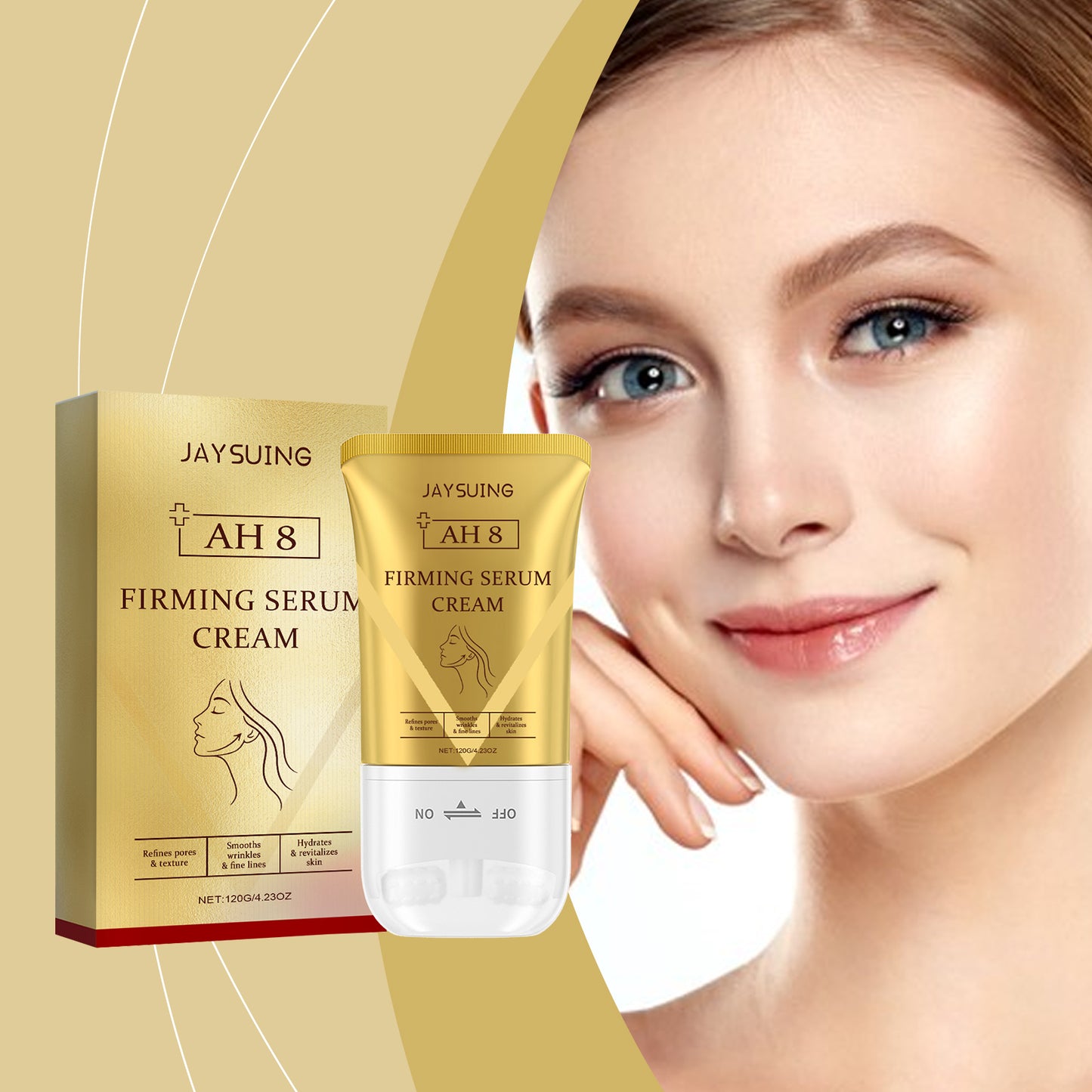 Jaysuing Firming Roller Cream, Moisturizes Skin, Lightens Fine Lines And Moisturizes Daily Massage Skin Care Roller Cream