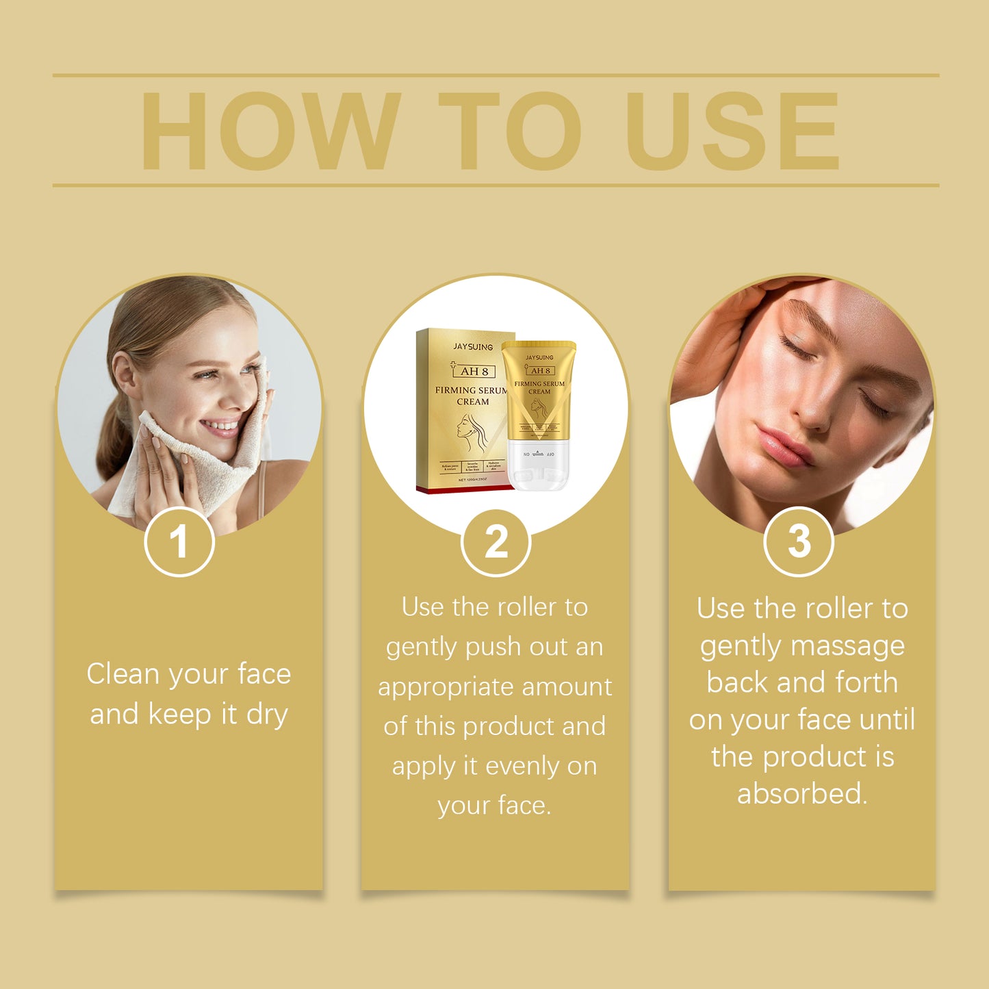 Jaysuing Firming Roller Cream, Moisturizes Skin, Lightens Fine Lines And Moisturizes Daily Massage Skin Care Roller Cream