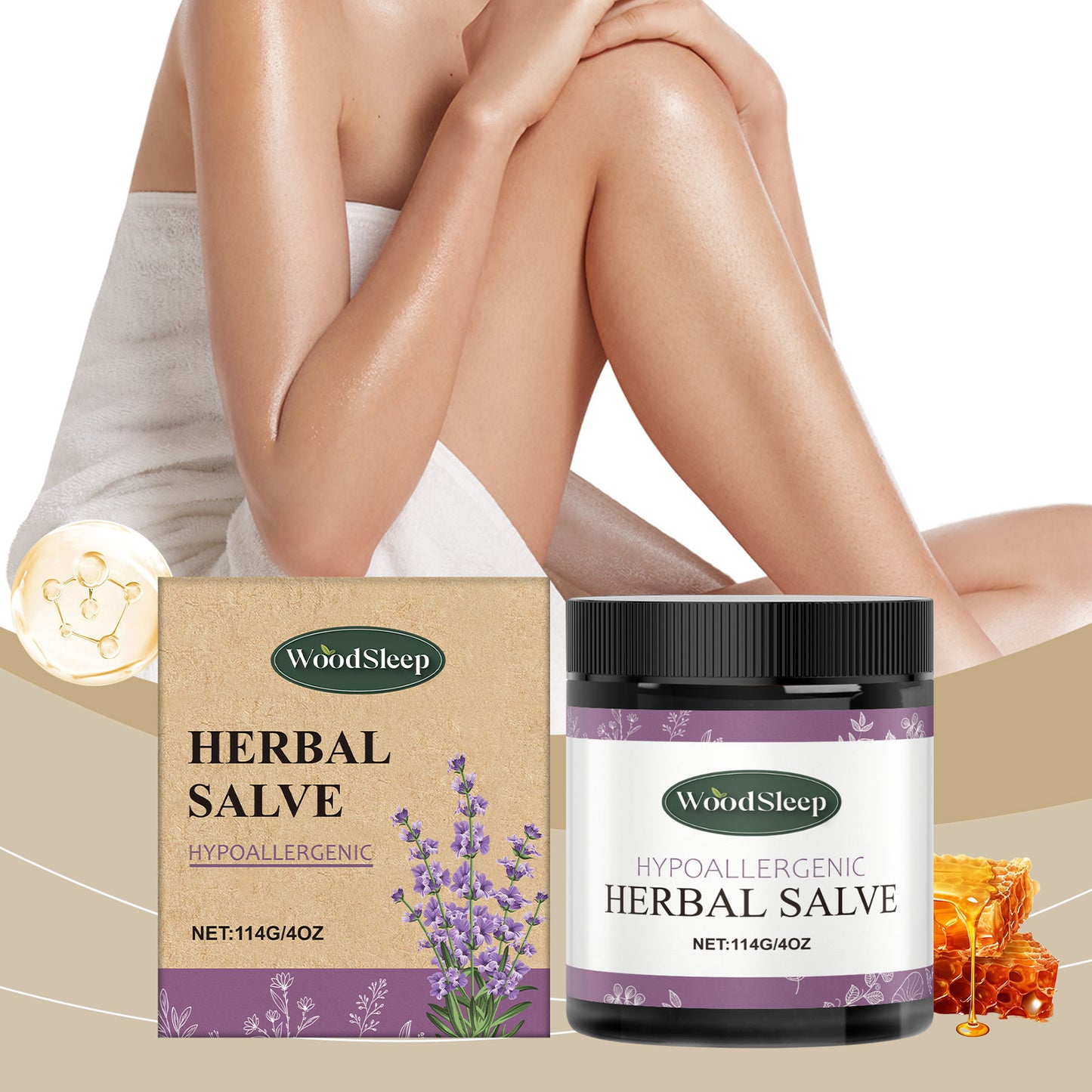WoodSleep Herbal Soothing Balm Herbal Formula Topical Balm Massage Easy Absorption Moisturizing Soothing Moisturizing Balm
