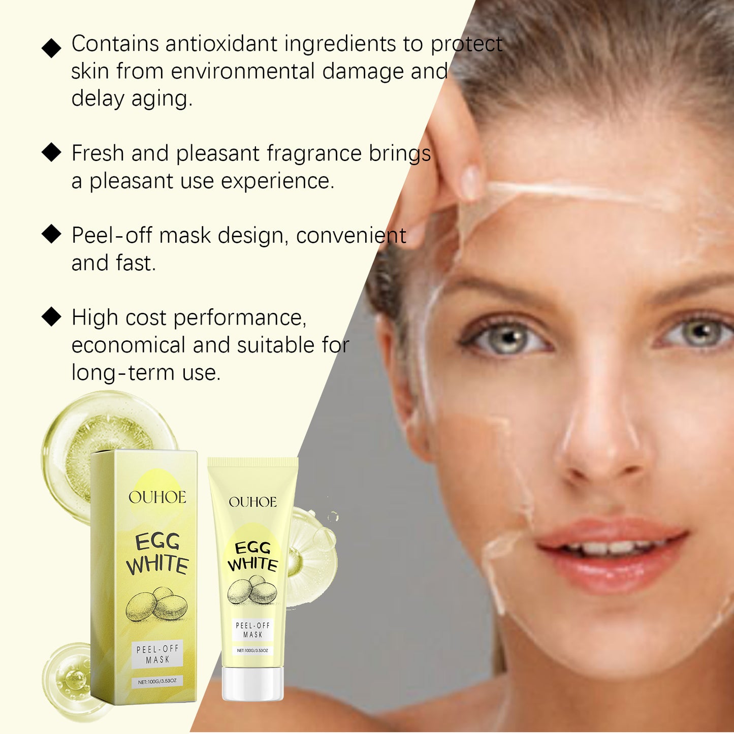 OUHOE Exfoliating Peel Mask Facial Cleansing Blackhead Gentle Non-Tight Moisturizing Peel Mask