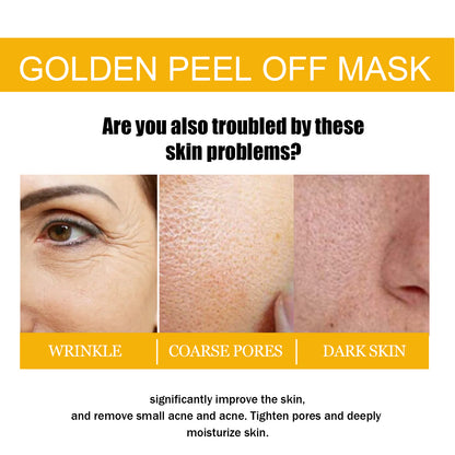 Golden Peel Off Mask, Cleanse Blackhead Impurities Fade Wrinkles Tight Skin Smear Type Mask